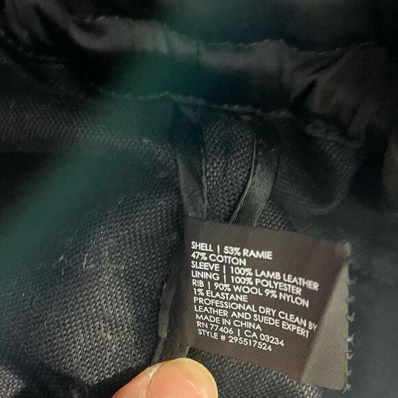 Club Monaco Women’s Black Utility Military Jacket Canvaa Leather Blazer XS - Picture 11 of 14